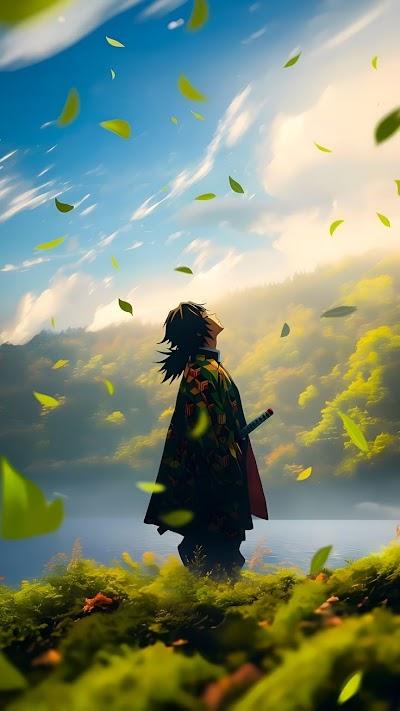 Giyu Tomioka Serene Nature Silhouette Wallpaper