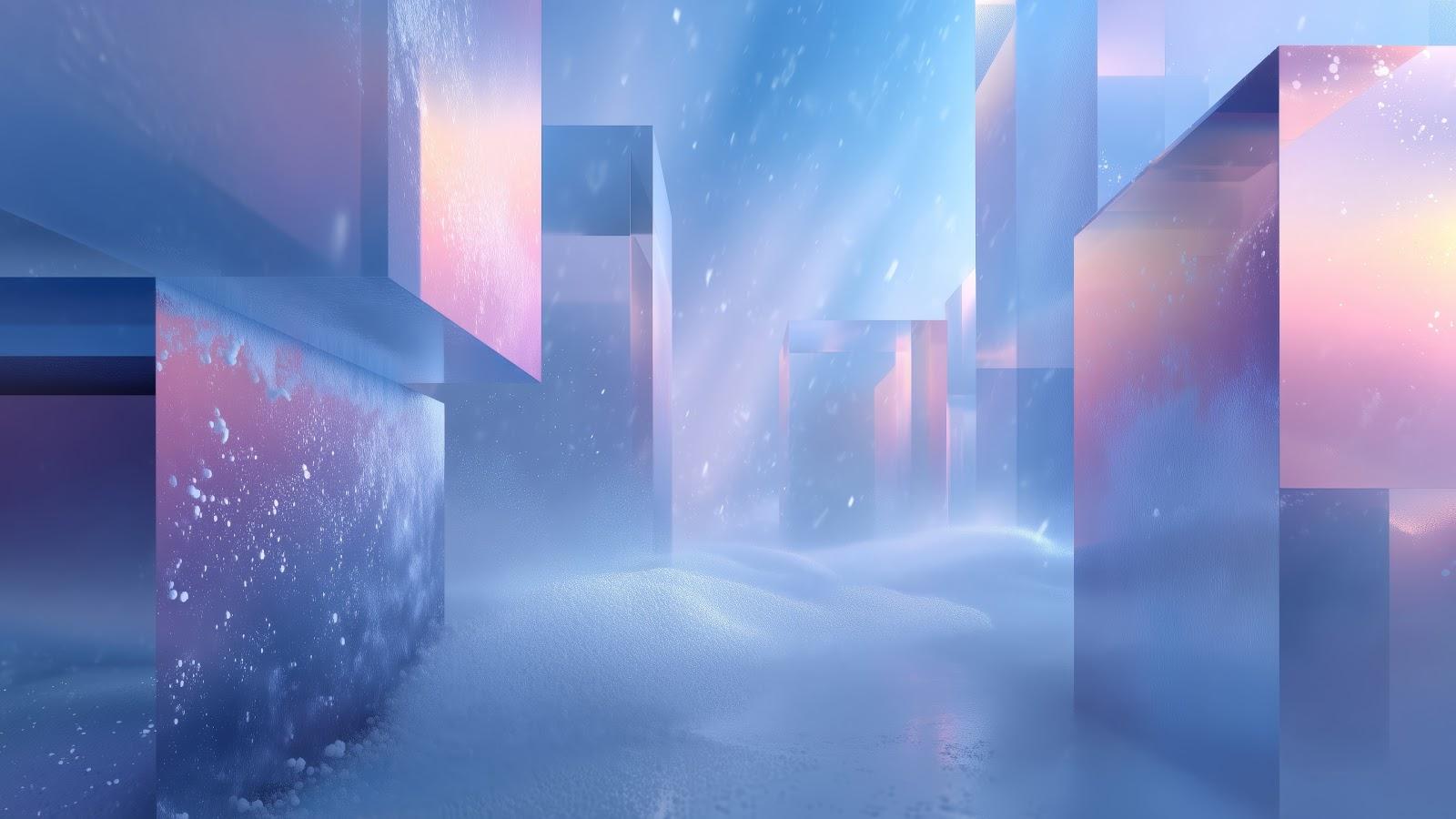Crystalline Monoliths Icy Abstract 4K Wallpaper